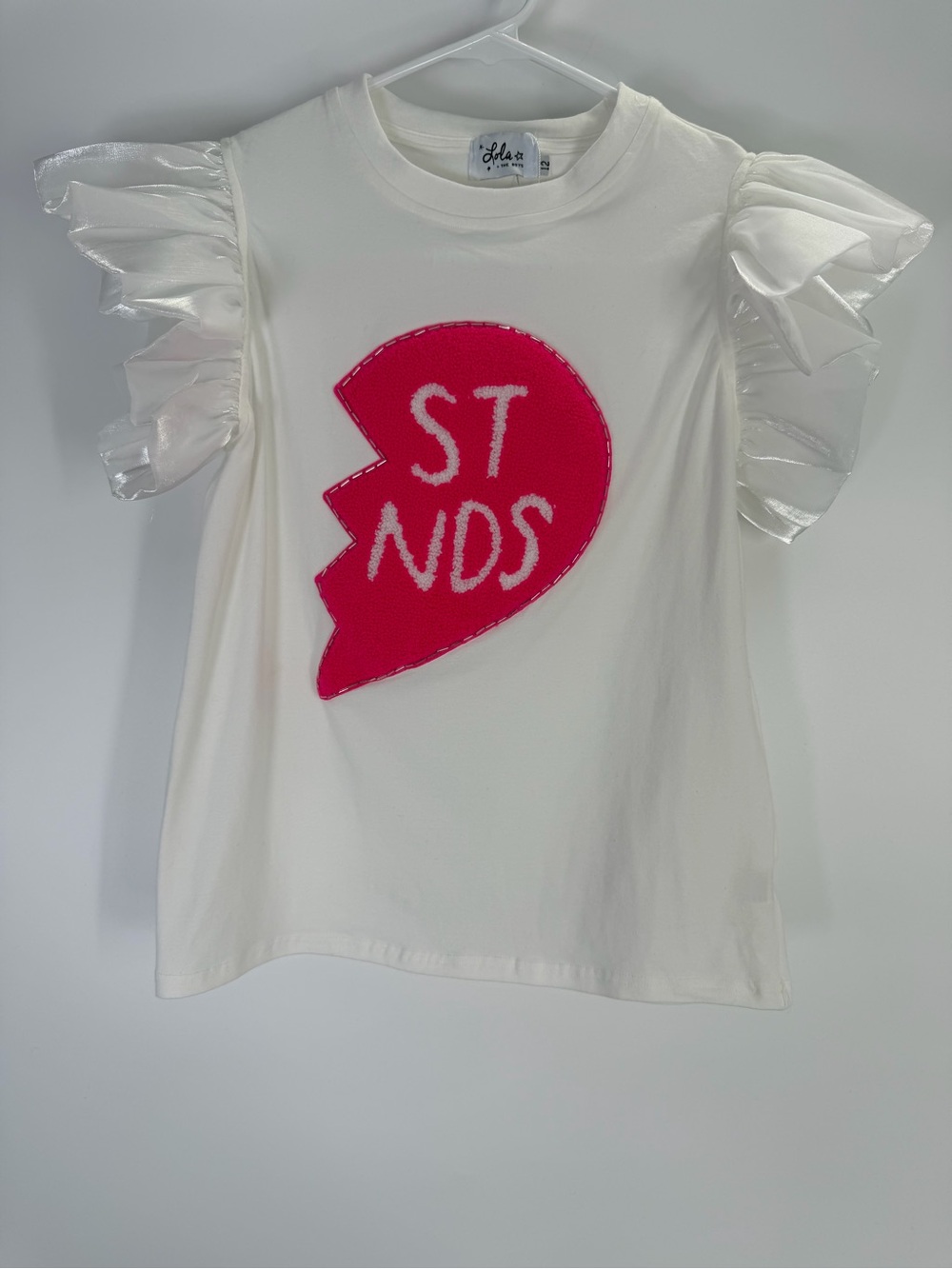 Lola + The Boys Girls White And Pink Friendship Heart T-Shirt Size 12
